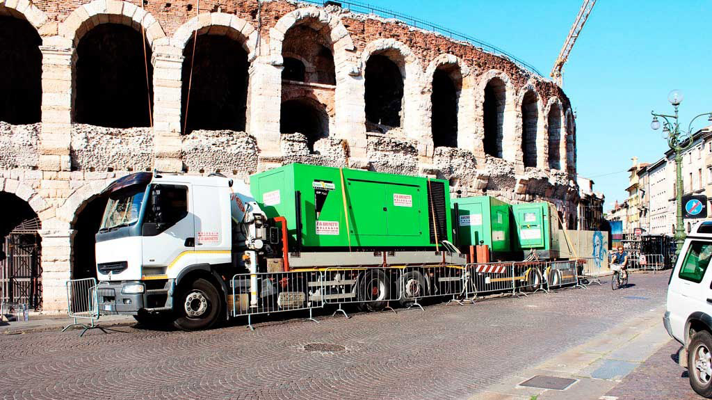 Brunetti Generatori - Noleggio Gruppi Elettrogeni e Torri Faro - Gruppi Elettrogeni Supersilenziati passando in parte al Colosseo